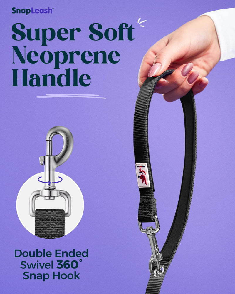 Hands-Free Dog Leash Training Running Snapleash, Waist & Shoulder Lead for Walking, Traffic Lead, Dual Pet Leash Adjustable for Large, Medium and Small Dog Breeds (Black, Small (5/8in x 7.5ft)) BLACK SMALL (5/8in x 7.5ft) - PawsPlanet Australia