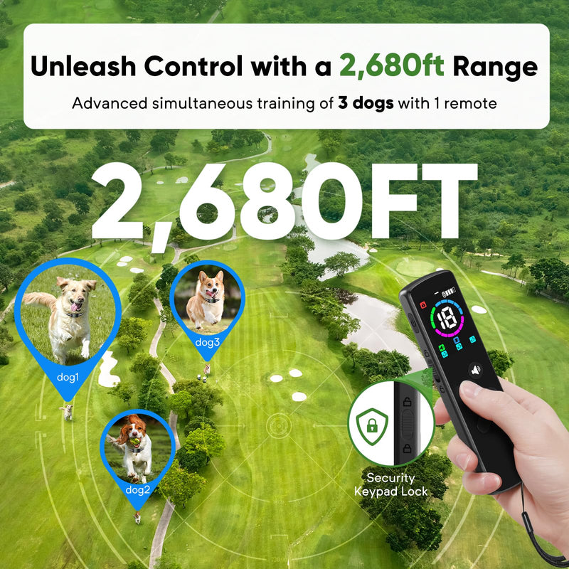 Dog Training Collar 2 Dogs with Remote Control 2680FT Beep and Vibration Dog Collars, 4 Training Modes, Waterproof for Large Medium Small Dogs (8-120Lbs) Black 2PCs Black - PawsPlanet Australia