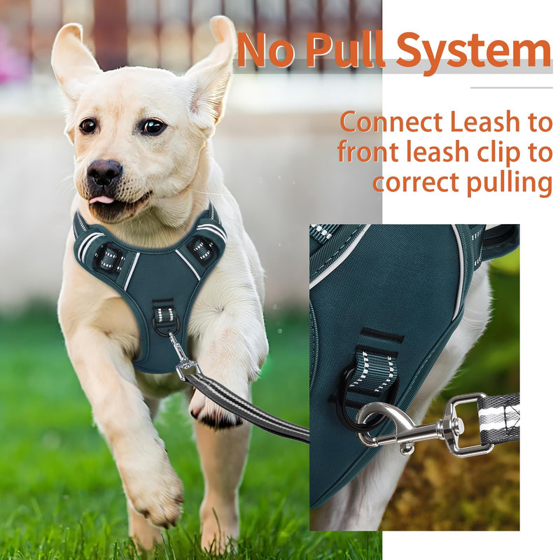 HEELE Dog Harness for Medium Dogs No Pull Dog Vest Harness with Soft Padded Handle Reflective for Outdoor Training, Blackish Green, M - PawsPlanet Australia