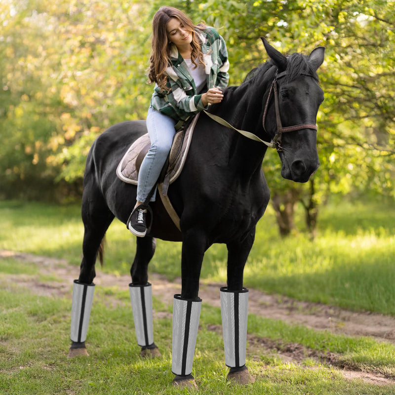 Mesh Horse Fly Boots - 4PCS Loose Fitting Horse Flyproof Boot, Protective Breathable Leg Wrap Leggings, Reduces Stress Leg Fatigue Equine Protection for Preventing Flies Mosquitoes Bites (Grey) Grey - PawsPlanet Australia