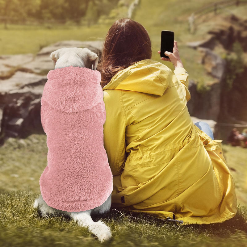Fuzzy Dog Sweaters for Large Dogs Dog Hoodie Soft Double-Sided Plush Fleece Dog Sweater Dog Clothes Dog Coats Dog Hoodie Sherpa Hooded Sweatshirt(Pink-XL) X-Large Pink - PawsPlanet Australia