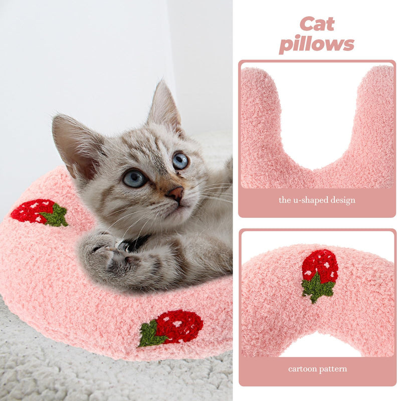 jojofuny U-shaped neck pillow for cats, 4-pack, made of polyester and PP cotton. Comfortable sleeping pillow with neck support for older and disabled pets.