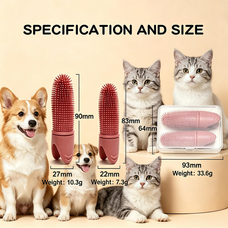 6x Finger Toothbrush for Dogs & Cats, 360º Pets Teeth Cleaning Toothbrush for Dogs Cats Dental Care, Soft Silicone Finger Cots Suitable, Pets Teeth Cleaning