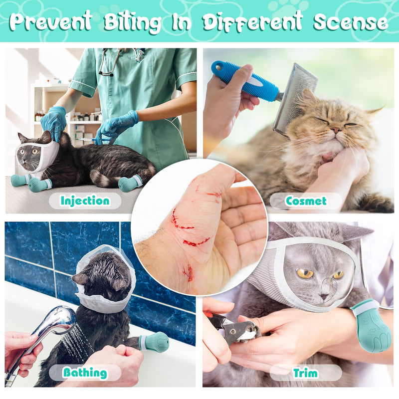 Hillban Cat Muzzle for Grooming with 4 Silicone Boots Breathable Transparent Cat Face Guard Silicone Cat Claw Covers Anti Scratch Cat Booties to Prevent Scratching Biting Bathing Trimming (Medium) Medium - PawsPlanet Australia