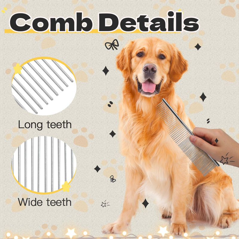 Biaungdo 2 Pcs Dog Grooming Combs Set, Metal Dog Comb for Removing Tangles and Knot, Cat Brush Grooming Tool for Long Haired Pets - PawsPlanet Australia