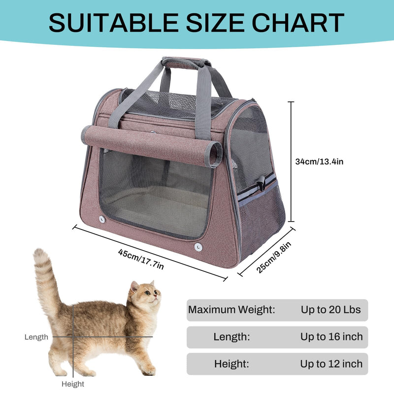 Airline Approved Soft-Sided Pet Carrier for Cats & Small Dogs - Ventilated Travel Bag with Removable Mat, Under 15 lbs, Red - PawsPlanet Australia