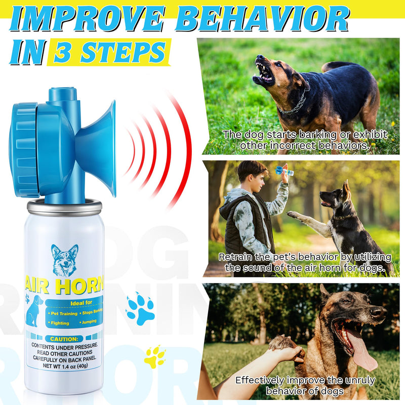Air Horn, 1.4 oz 120 dB Loud Air Horns for Safety, for Coyotes and Aggressive Dog, Stops Attacking Fighting Barking Chasing, Effective Training Tool & Outdoor Safety Alarm, Blue(4 Pack) 4