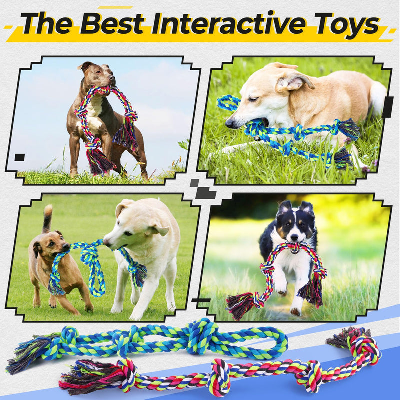 Heavy Duty Dog Rope Toys for Aggressive Chewers, Tough Tug of War Dog Toys for Large, Medium & Small Dogs – 5 Pack Including 2 Ropes & 3 Supplies - PawsPlanet Australia