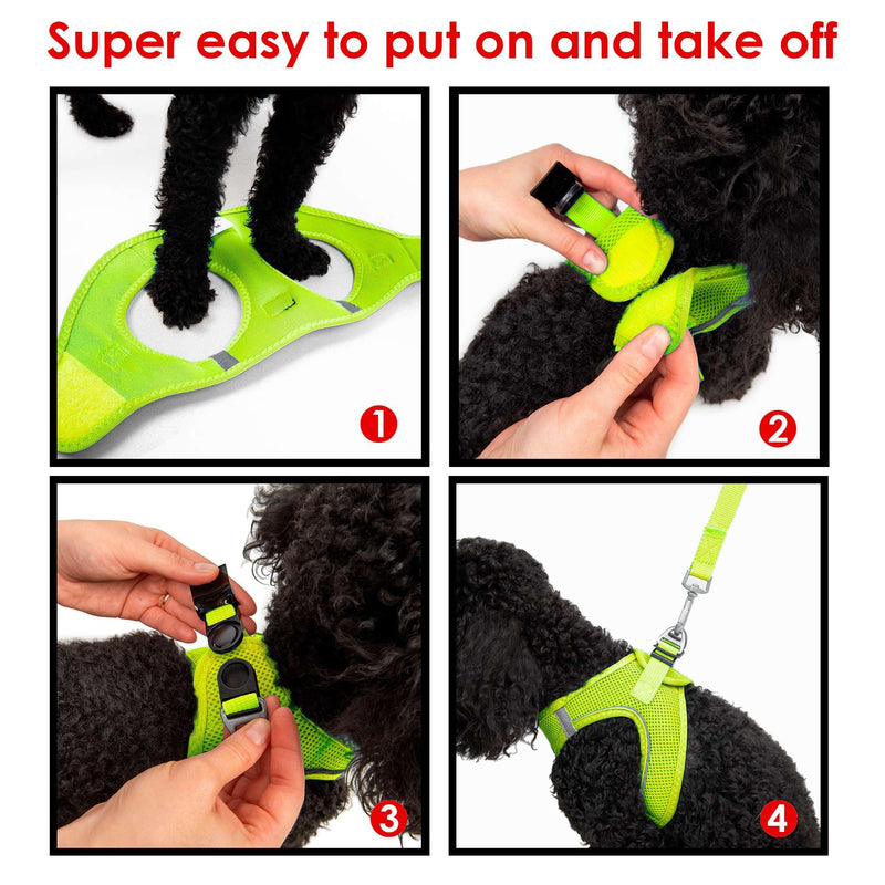 Tailpetz Extra Small Dog Harness, Adjustable Step in No Pull Harness for Small Dogs, Reflective Puppy Harness for Puppy Training, Boy Girl Dog Vest Harness (Neon Lime, XS) X-Small (Chest:14"-16") Neon Lime - PawsPlanet Australia