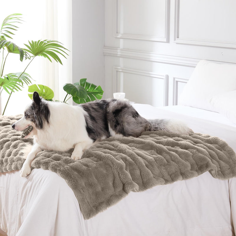 Modern Threads Water-Resistant Faux Rabbit Fur Pet Blanket for Dogs & Cats – Ultra-Soft Couch, Bed & Crate Protector, 30x40 Brown 30x40" - PawsPlanet Australia