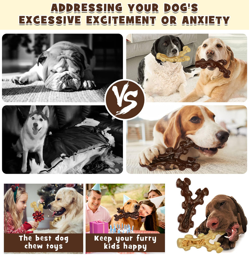 2 Pack Dog Chew Toys for Aggressive Chewers,Boredom and Stimulating Best DogToys for Medium/Large Breed,Tough Durable Almost Indestructible Dog Bones for Teeth Cleaning and Training - PawsPlanet Australia