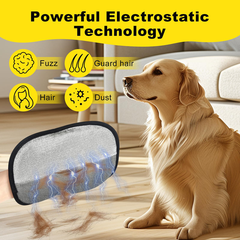 Pet Hair Removal Gloves for Cats & Dogs, Reusable Electrostatic Grooming Gloves, Efficient Quick Hair Remover for Couch, Car Seat, Furniture, Carpet & Bedding (2 Pcs) - PawsPlanet Australia