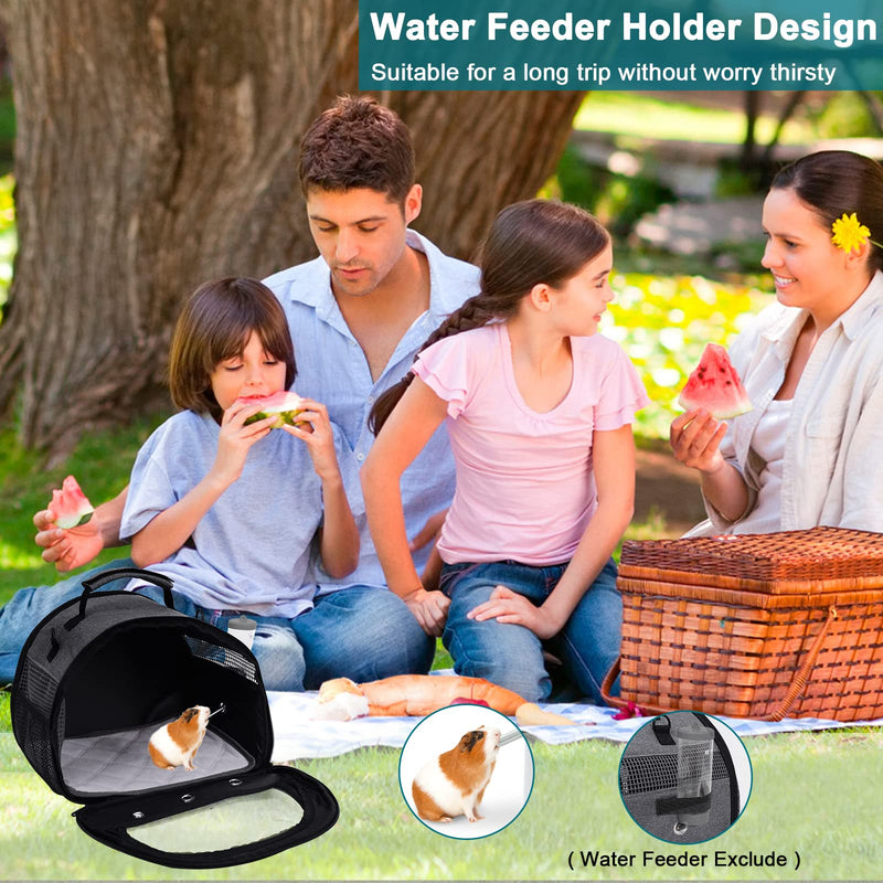 Guinea Pig Carrier, Small Pet Hamster Carrier Bag, Rabbit Bunny Travel Carrier Outdoor Handbag, Breathable Carrier for Small Animals with Water Bottle Holder & Removable Liner (Grey-Large) Grey-Large - PawsPlanet Australia