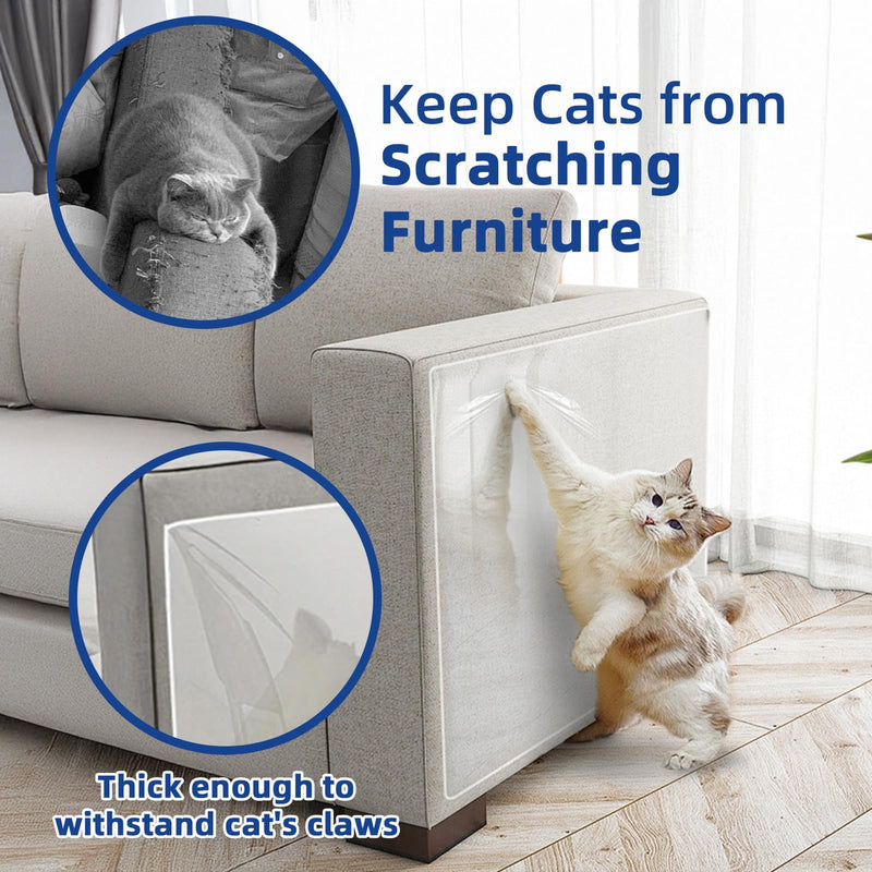 TOOSOFt Anti Cat Scratch Furniture Protector Clear Thicken Vinyl 196.9"x16.5" Couch Protector from Cat Claws - Single Sided Sticky Flexible Dog Tape for Furniture, for Couch Corner Door Walls Bed 196.9"x16.5" - PawsPlanet Australia