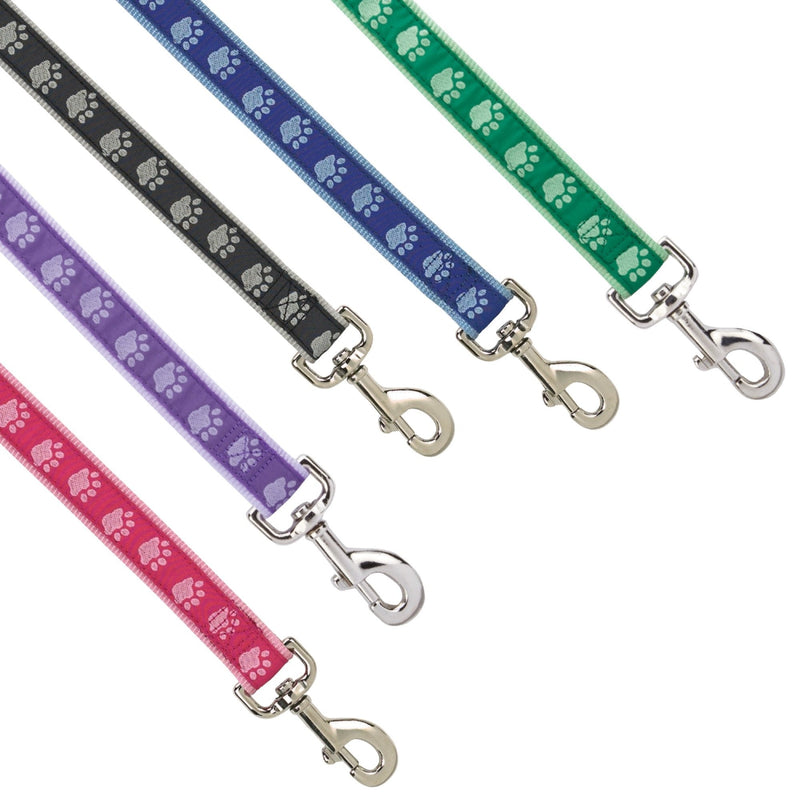 Casual Canine TwoTone Pawprint Dog Lead, 4-Foot x 5/8-Inch, Purple 4-Feet x 5/8-Inch Lead - PawsPlanet Australia