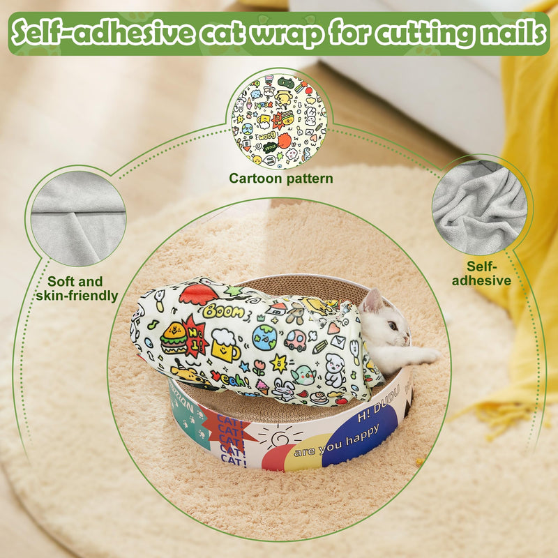 Cat Grooming Wrap with Cat Nail Clipper(27.6"x27.6"), Cat Restraint Wrap for Cutting Nails Anti Scratch/Bite/Escape, Large Cat Swaddle Wrap, Cat Grooming Supplies - PawsPlanet Australia