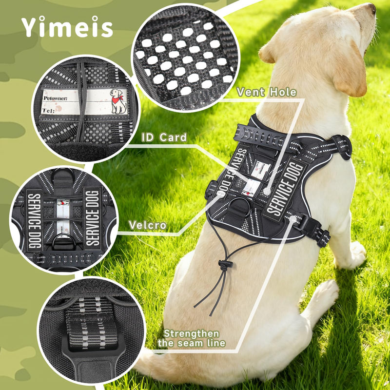 Service Dog Tactical Vest Harness and Leash Set Medium Sized Dog Emotional Support- Tactical Dog Harness Training Collar with Name (Black, L) Black - PawsPlanet Australia