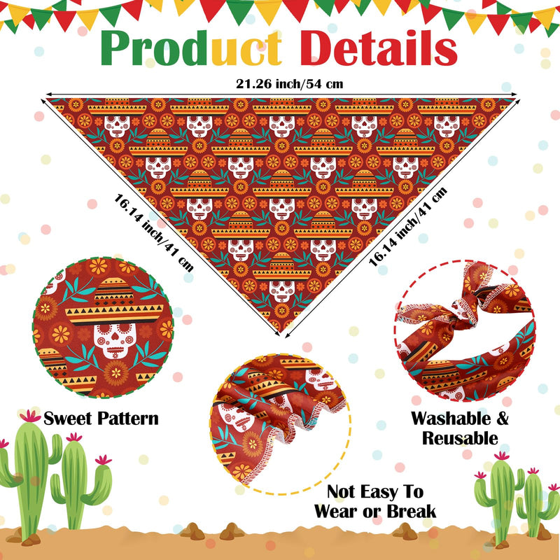 Paterr 100 Pieces Dog Bandanas Bulk Mexican Cinco De Mayo Pet Handkerchief Soft Dog Triangle Bibs Cute Adjustable Washable Pet Scarf Accessory for Small Medium Dogs Puppy Cats (Mexican Fiesta) Mexican Fiesta - PawsPlanet Australia