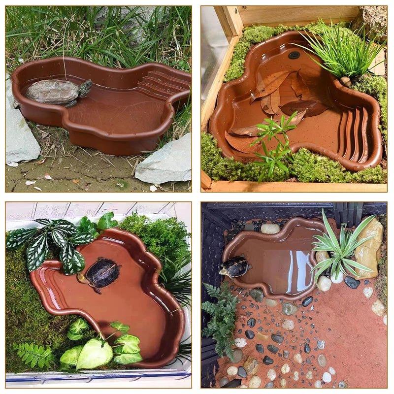 3PCS Tortoise Food Dish with Ramp Leaf Tortoise Food Water Bowls Reptile Food Water Bowls Amphibians Habitat Accessories for Horned Frogs Lizards Fit for Bath - PawsPlanet Australia