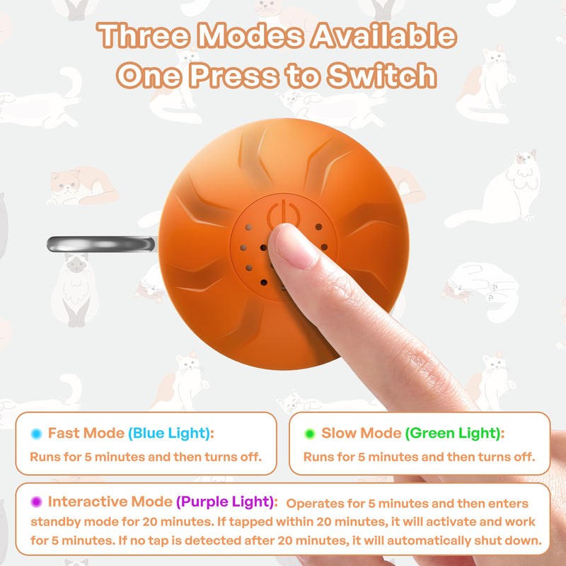 Speedy 2.0 Tail Interactive Cat Toys for Bored Indoor Adult Cats with 3 Tails,Automatic Cat Toy Ball Self Moving Chirping,Smart Kitten Rechargeable Cat Ball for Enrichment Exercise Essentials(Orange) Orange - PawsPlanet Australia