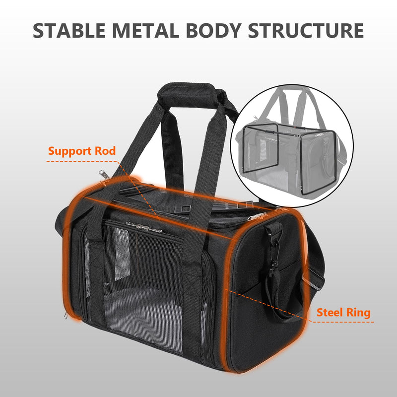 Cat Carrier, Dog Carrier, TSA Airline Approved Pet Carrie for Small Medium Cats, Dog Puppy Carriers for Small Dogs (Black, One Size) - PawsPlanet Australia