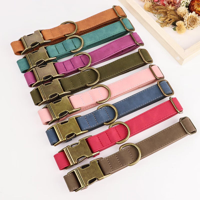 Didog Soft PU Leather Dog Collar, Stylish Quick Released Dog Collars for Small Dogs, Easy Clean Adjustable Pet Collar for Daily Walking, Dark Green, S Fit 10-16" Neck S：Fit 10-16" Neck - PawsPlanet Australia