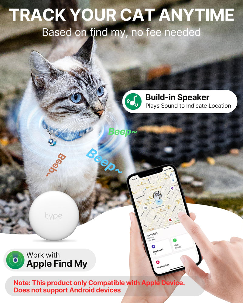 Cat Tracker Collar 8-12" Waterproof Airtag Cat Collar with Finder Tag, Compatible with Apple Find My, Breakaway Tractive with Reflective Pattern & Bell (Starry Meow) Starry Meow - PawsPlanet Australia