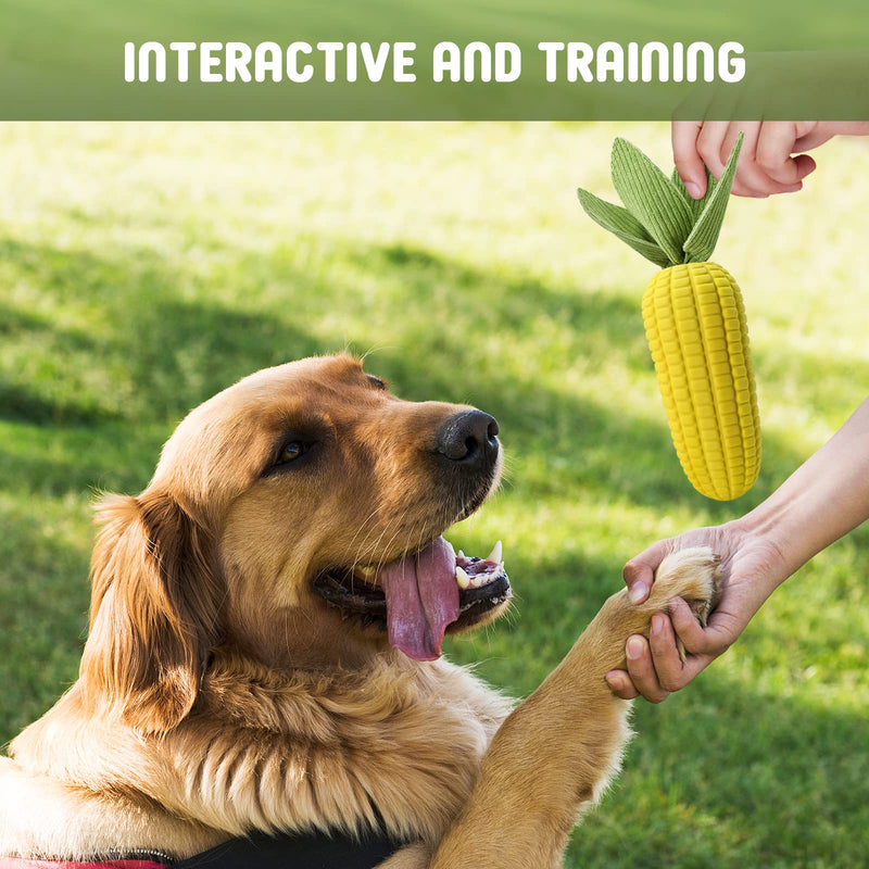 Dog Toys for Aggressive Chewers, Indestructible Tough Dog Toys for Large Dogs, Durable Squeaky Dog Chew Toys for Small Medium Dog Teeth Cleaning with Natural Rubber Yellow - PawsPlanet Australia