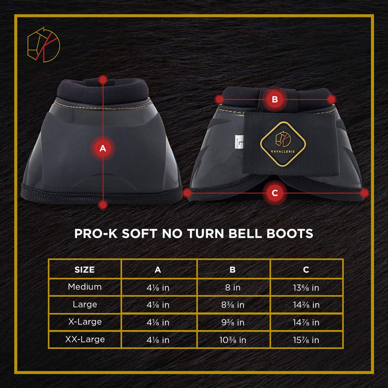Kavallerie PRO-K Soft No Turn Bell Boots Ultimate Hoof Protection, with Anti-Spin Fastening System, Durable & Prevents Overreaching Black XXL - PawsPlanet Australia