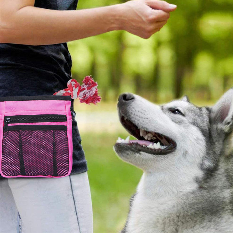 STMK Dog Treat Pouch Dog Clicker Training Kit, Dog Training Treat Pouch Dog Clicker for Training, 3 Ways to Wear Easily Carries Treat Pouches for Pet Training (Pink) Pink - PawsPlanet Australia