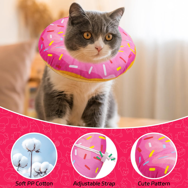 Cat Cone Soft Collar, Adjustable Cat Recovery Collar for Small Medium Large Cats, Cute Donut E Collar After Surgery, Anti-Lick Wound Healing Elizabethan Collar for Kittens (Donut Pink, Small) Donut Pink - PawsPlanet Australia