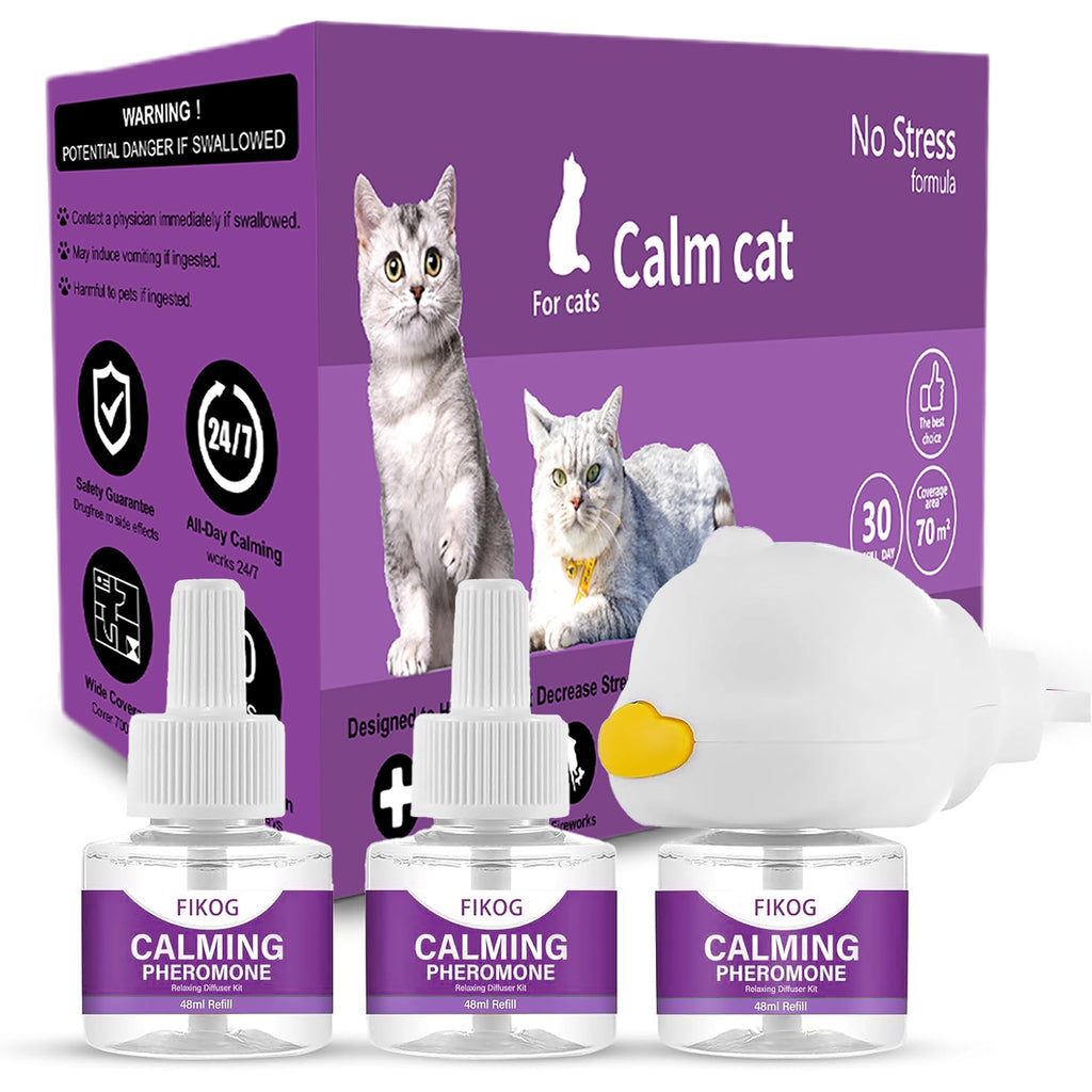 Cat Pheromones Calming Diffuser 60 Days Refill, Enhanced 3 in 1 Cat Calming Diffuser, Drug Free Solution, Vet Recommended, Effectively Reduce Chasing, Fighting, Scratching, Blocking or Hissing - PawsPlanet Australia