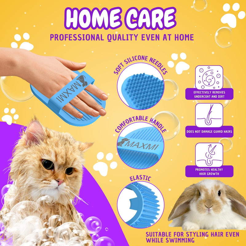 Dog Bath Brush | Dog Scrubber for Bath | Dog Washing Brush | Dog shampoo brush with adjustable handle, Suitable for Pets Deshedding, Washing, Massaging & Grooming | Pack of two. Short & Long Pins - PawsPlanet Australia