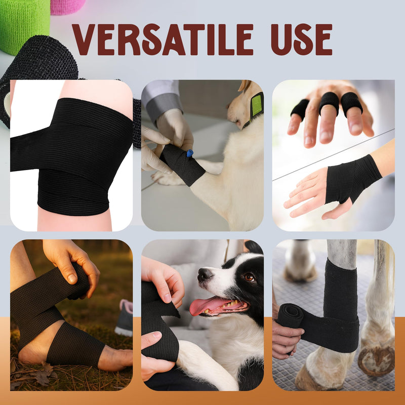 Prairie Horse Supply 24 Rolls Black Self Adhesive Bandage Wrap 4 Inch Elastic Cohesive Vet Tape for First Aid, Medical, Sport & Animals Wound - PawsPlanet Australia