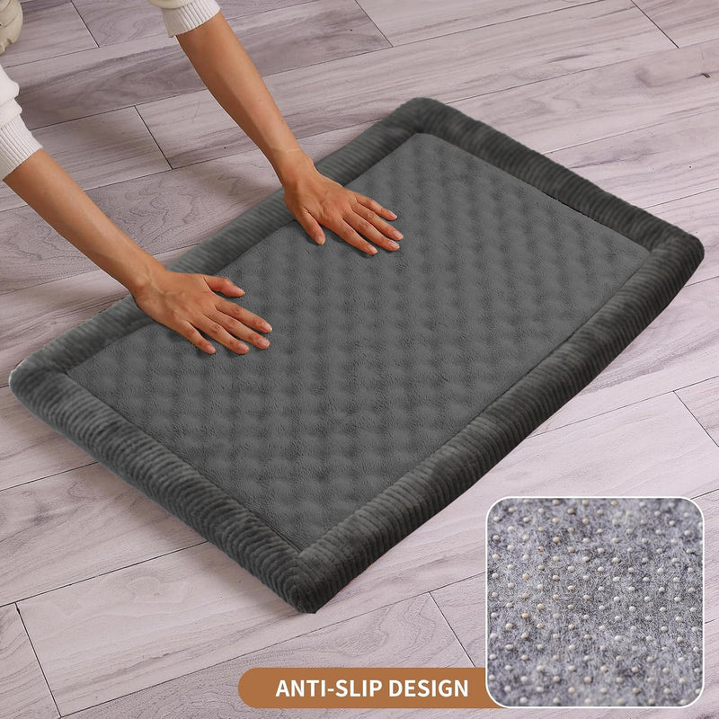 MINIDEAR Dog Crate Pad, Crate Bed Non-Skid Kennel Pad, Rubber Backing Memory Foam for Dog Bed Mat, Machine Washable Dog Bed for Crate, 19"x30" Rectangle Shape:19"x30"x1.1" Gray - PawsPlanet Australia