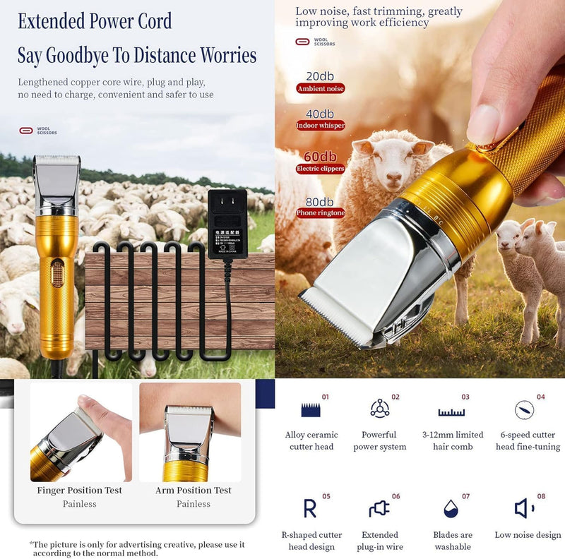 Electric Professional Dog Grooming Clippers, Powerful Sheep Shears Pet Grooming Clippers for Heavy Duty Hair,Horses Cat Farm Livestock Fur Carpet Trimmers Shaver for Thick Coats - PawsPlanet Australia