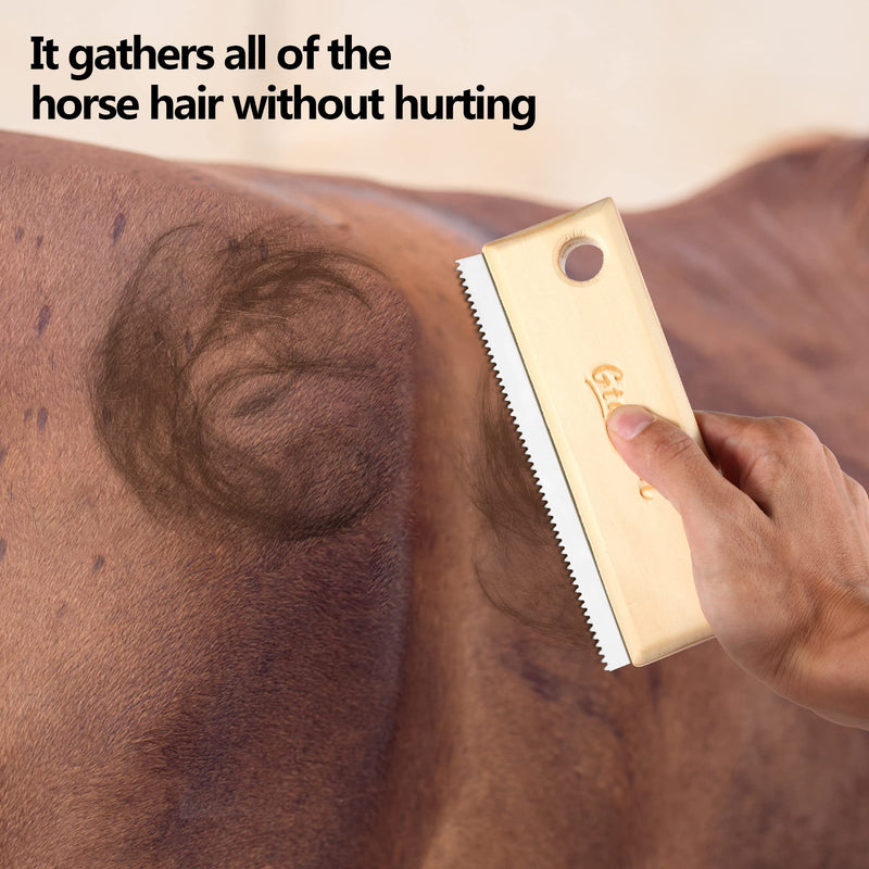 Brush for Shedding - Horse Brush Scraper Shedding Grooming Tool, Dog Undercoat Short Long Hair Brush Comb for Large Pets Horses, Cattle, Cats,Dogs Fur & Dirt,Wooden Handle Stainless Steel Shed Blade - PawsPlanet Australia