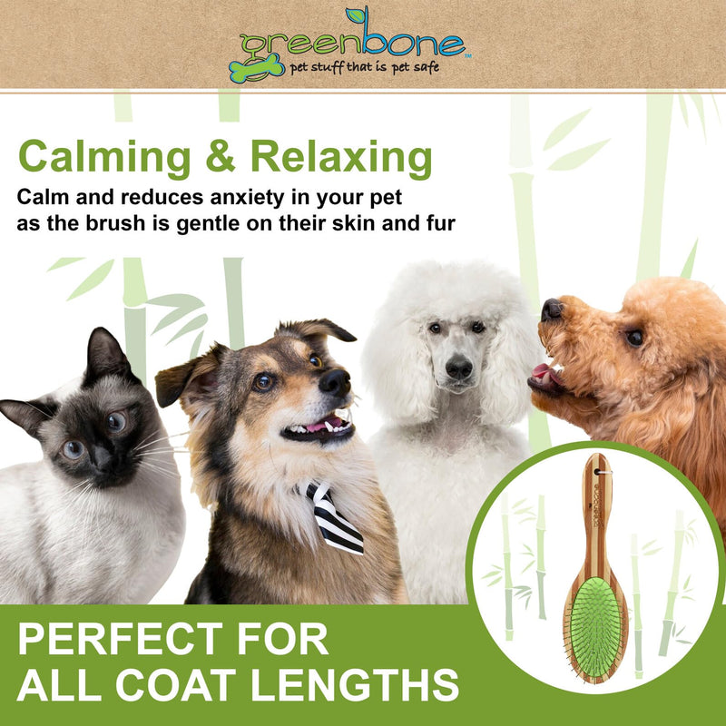 Pet Spa Metal Pin Brush - All-Natural Bamboo Pet Grooming Brush - Entirely Made from Sustainable Bamboo for Dogs & Cats - PawsPlanet Australia