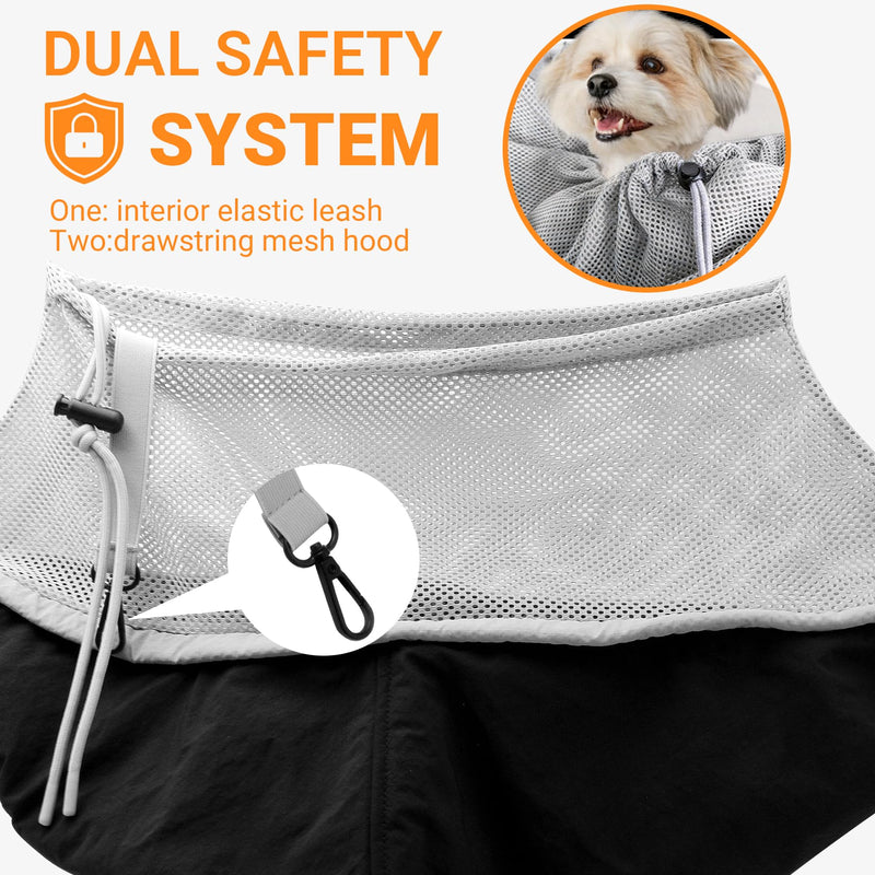 Dog Carrier Sling for Small Dogs - Hands-Free Pet Puppy Carrying Bag with Adjustable Shoulder Strap, Safety Leash - Dachshund Chihuahua Pomeranian Yorkie Cat Backpack Purse Accessories Black - PawsPlanet Australia