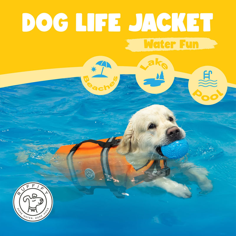 Dog Life Jacket for Swimming & Boating – Adjustable Safety Vest for Dogs, Lightweight Reflective Neon Design, Buoyant & Comfortable for Water Adventures (Orange, X-Large) Orange X-Large (Chest 28”-33”) - PawsPlanet Australia