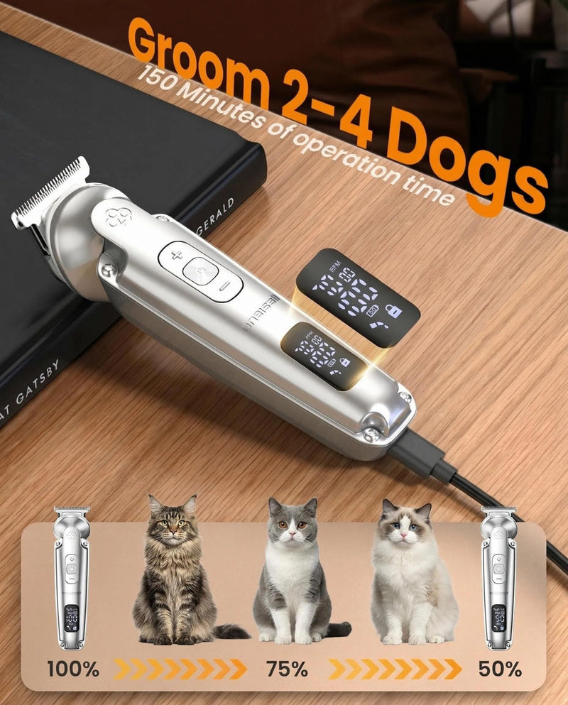 oneisall 4 in 1 Cat Grooming Kit Customised for Puppies and Cats, Cordless 3-Speed Dog/cat Clippers, Quite IPX7 Waterproof Dog Trimmer for Full-Body Grooming - PawsPlanet Australia