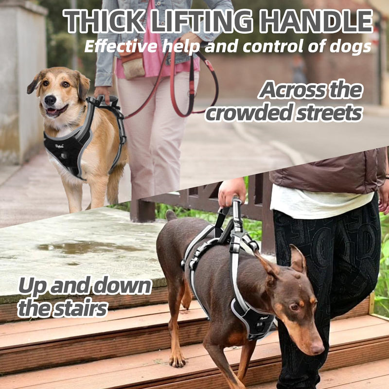 PUPTECK Escape Proof Dog Harness with Padded Handle, No Pull Pet Vest Harness Durable Reflective for Medium Large Dogs Walking Training and Running, Black, XL X-Large - PawsPlanet Australia