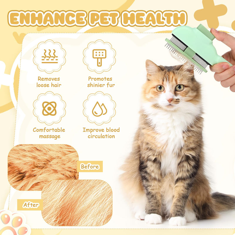 Meanplan 6 Pcs Pet Hair Removal Comb Flea Comb for Cats Dogs One Click Self Cleaning Grooming Brush Bulk Dogs Long Short Stainless Steel Teeth for Shedding Massaging Cleaning Pet Hair (2 Style) - PawsPlanet Australia
