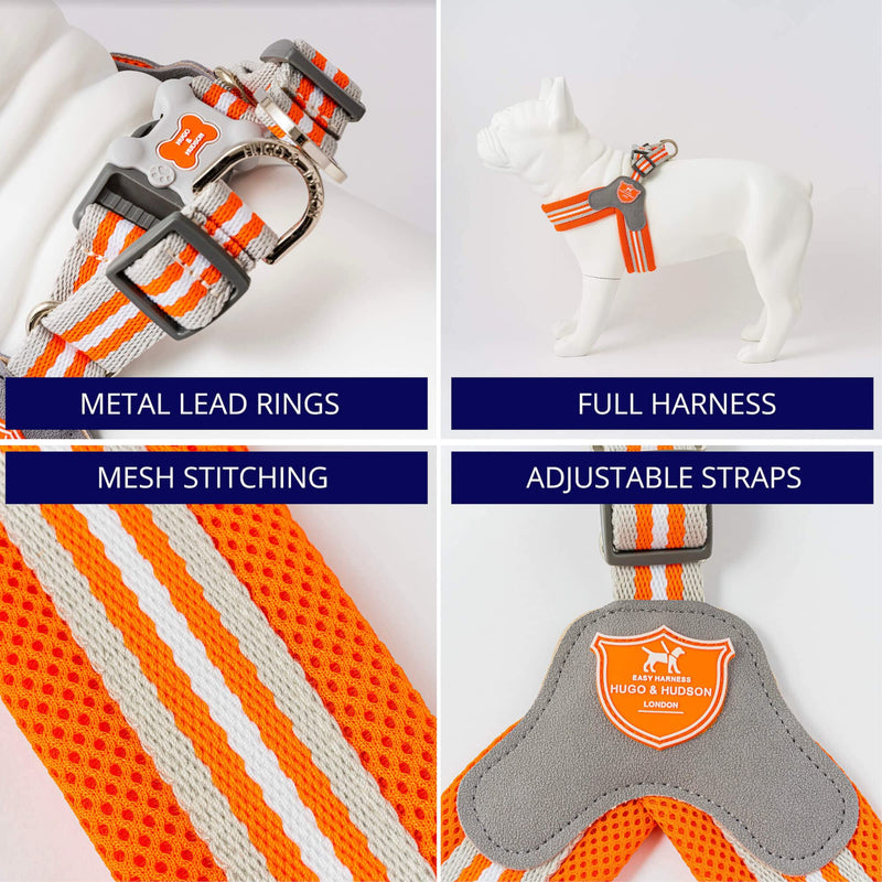 HUGO & HUDSON Easy Walk Dog Harness, Adjustable Quick Dry No-Pull Pet Harness, Orange, Size 2 - PawsPlanet Australia