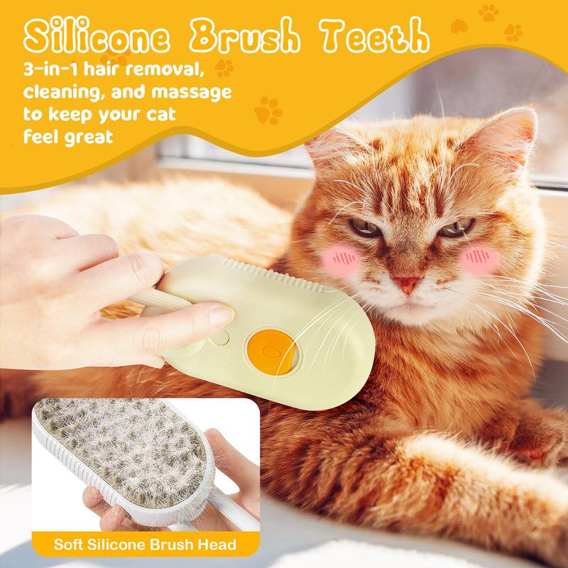 3 In 1 Pet Brush with Steam for Removing Tangled Hair from Dogs and Cats (Khaki) Khaki - PawsPlanet Australia