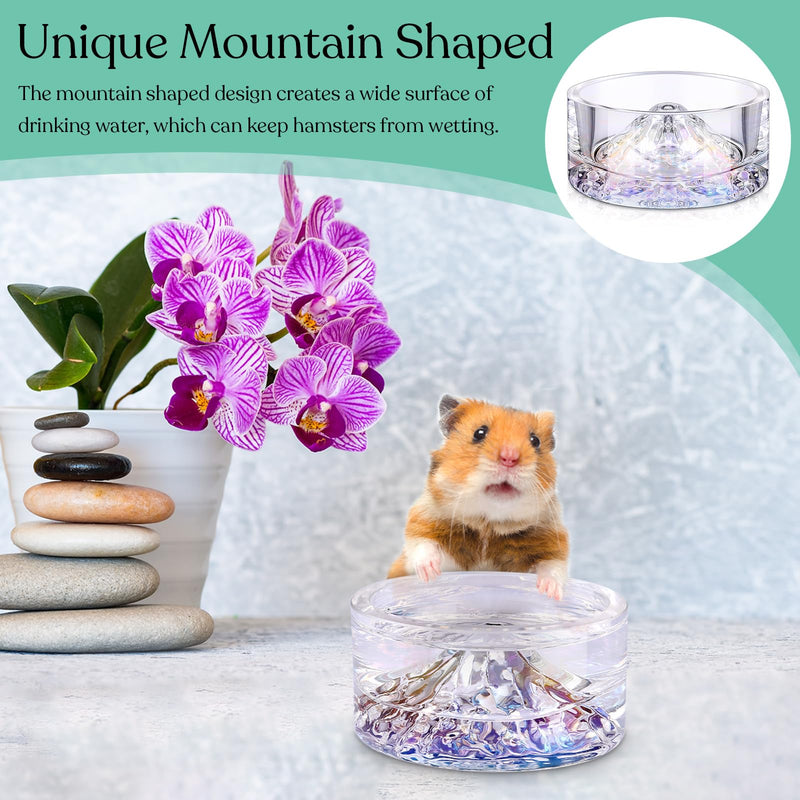 2 Pcs Hamster Water Bowls Glass Hamster Food Bowls Mountain Style Drinking Bowls Anti Turning for Dwarf Syrian Hamsters Guinea Pig Gerbils Mice Rats Chinchilla Other Small Pets 35ml - PawsPlanet Australia