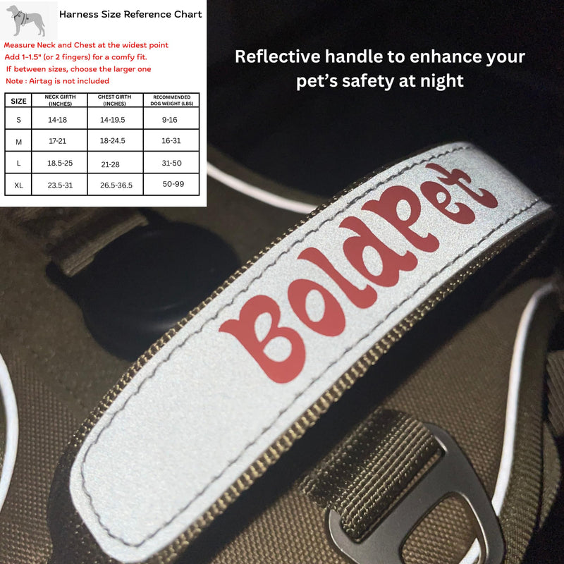Dog Harness with Airtag Holder and Leash Set-Premium Oxford Breathable Material- Durable Reflective Airtag Dog Harness and Leash Set for Small, Medium, Large and X Large Dogs KHAKI - PawsPlanet Australia
