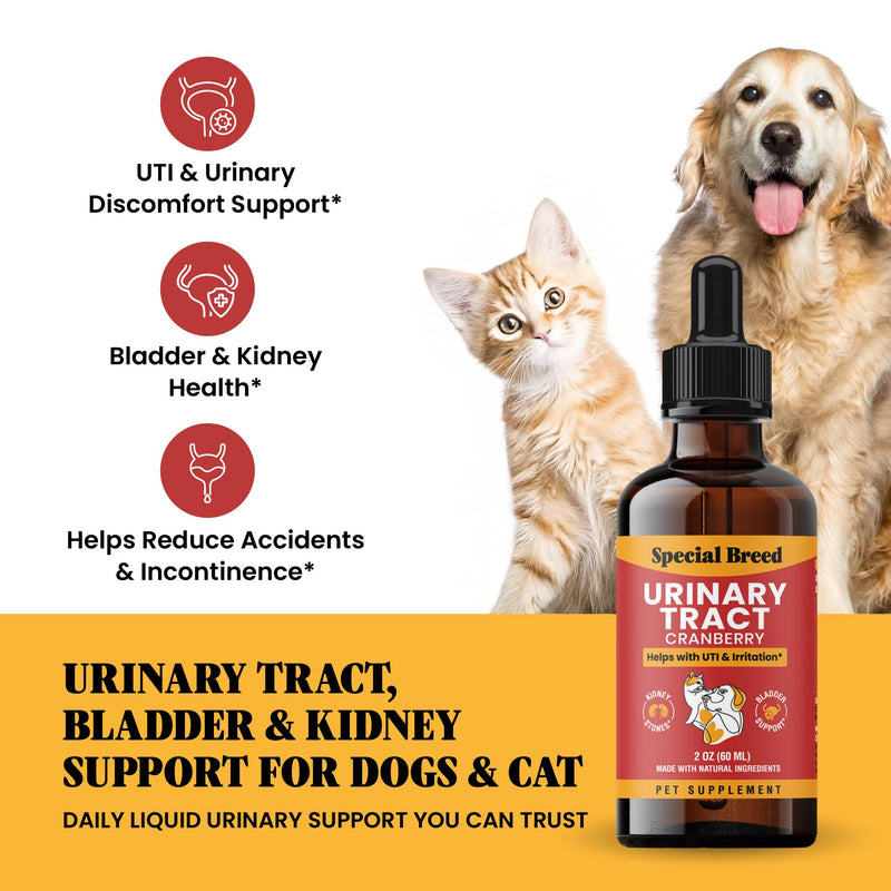 Cat & Dog Urinary Tract Infection Treatment – Natural UTI Relief with Cranberry Drops – Kidney & Bladder Support – Helps Incontinence, Frequent Urination, Bladder Stones – Pet Renal Care Drops 2oz
