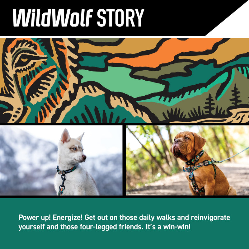 Wolfgang Heavy Duty, Adjustable Wide Venture Dog Collar with Quick Release Nylon Buckle for Walking & Training, WildWolf Print, Large Large (1.25 Inch x 18-22 Inch) - PawsPlanet Australia