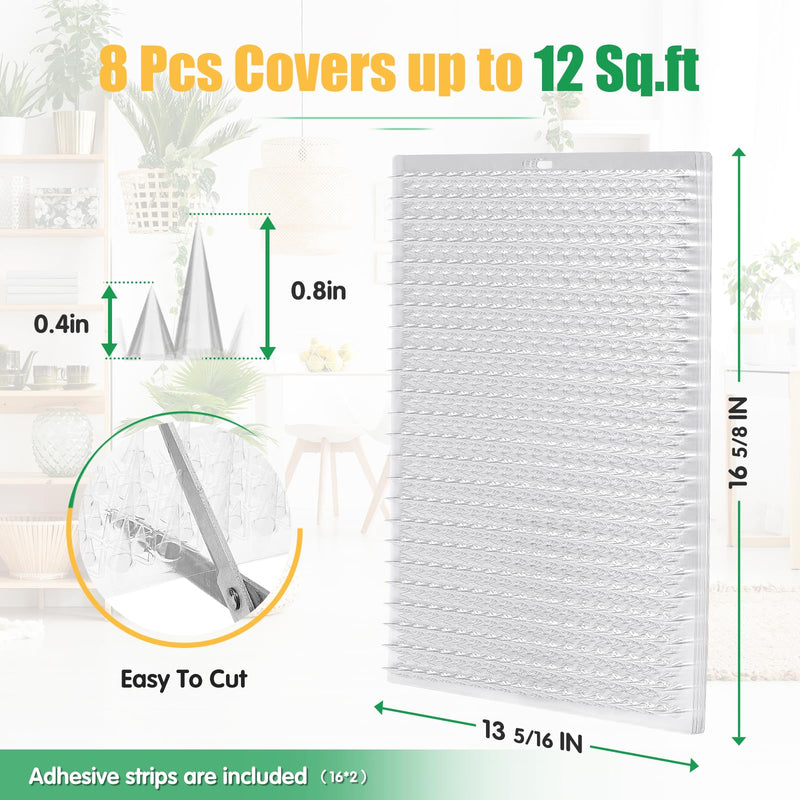 Zipcase 8 Pack Scat Mat for Cats - 13 x 16 Inch Updated Dual Length Cat Deterrent Mat with Narrower & Denser Spikes, More Effective for Indoor & Outdoor Humane Cat Repellent Fence - PawsPlanet Australia